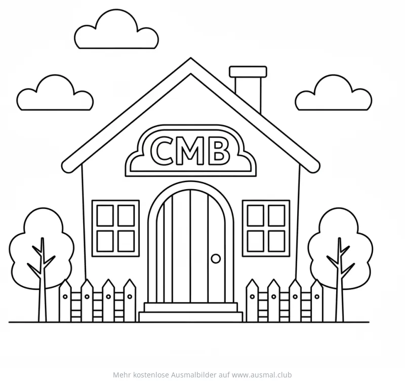 Sternsinger Haus mit CMB Zeichen Ausmalbild