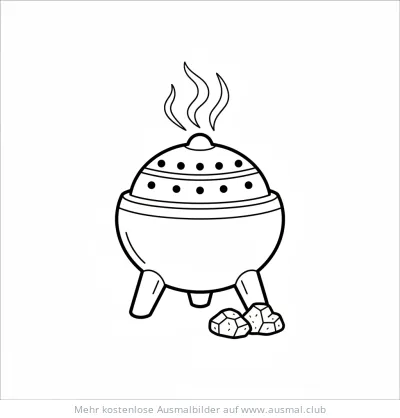 Weihrauchfass mit Weihrauchkörner Ausmalbild