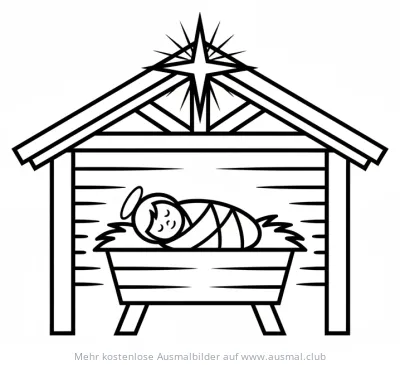 Jesuskind in Krippe Ausmalbild