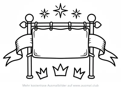 Dreikönigstag Banner mit Kronen und Sternen Ausmalbild