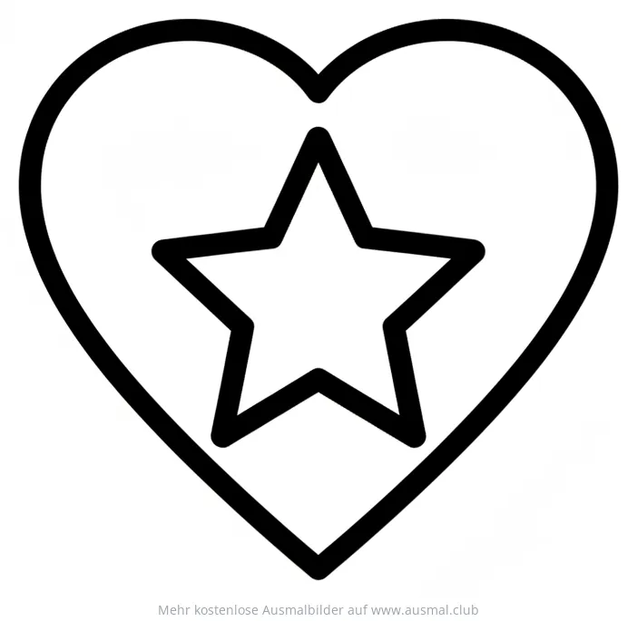 Herz mit Stern Ausmalbild zum Dreikönigstag