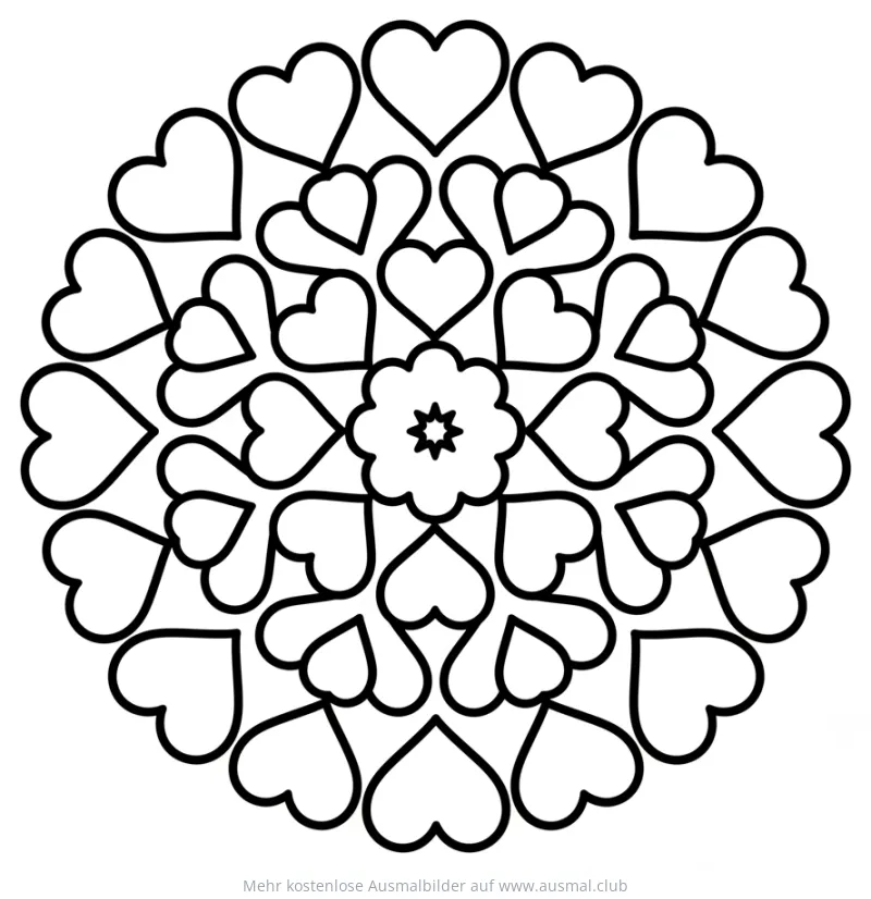 Herzen Mandala Ausmalbild