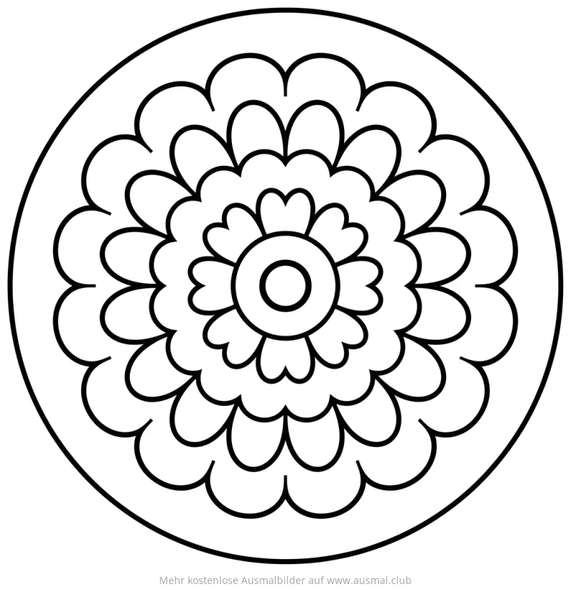 Kreisförmiges Mandala Ausmalbild mit floralen Elementen