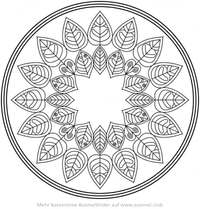 Blatt Mandala Ausmalbild mit floralem Muster