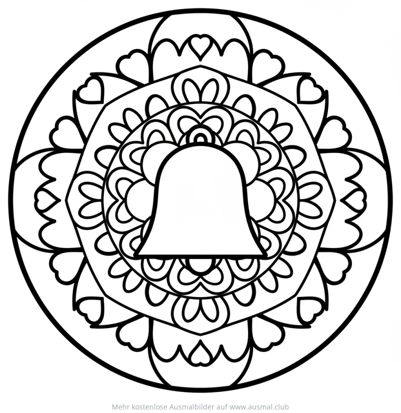 Glocke Ausmalbild mit Mandala Mustern