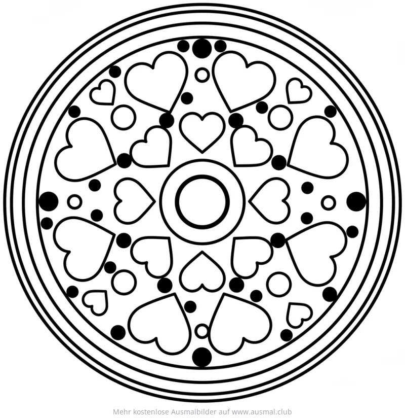 Herz Mandala Ausmalbild mit Punkten