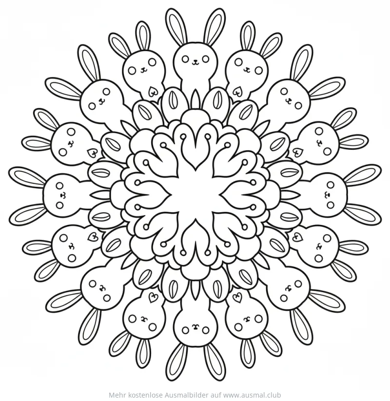 Hase Mandala Ausmalbild
