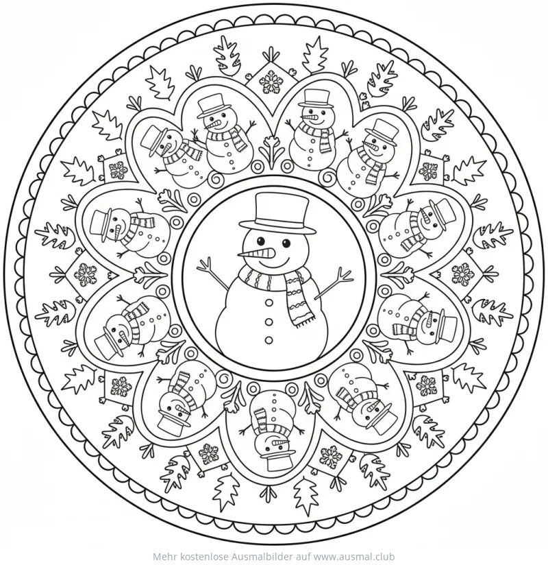 Schneemann Mandala Ausmalbild
