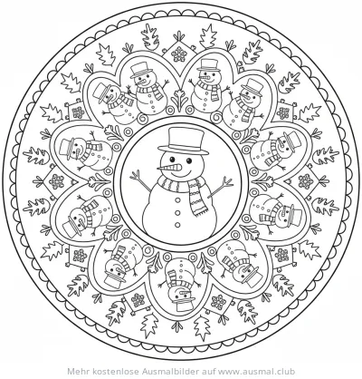 Schneemann Mandala Ausmalbild