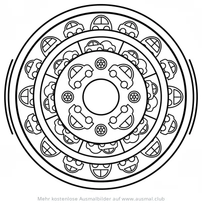 Auto Mandala Ausmalbild mit einfachen Formen