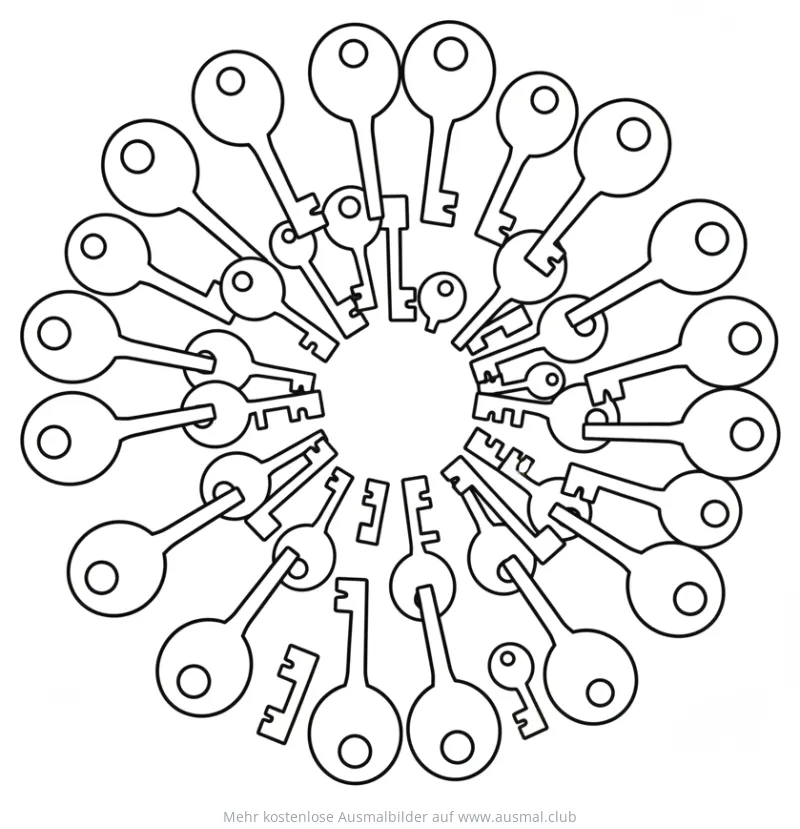 Schlüssel Mandala Ausmalbild für Kinder