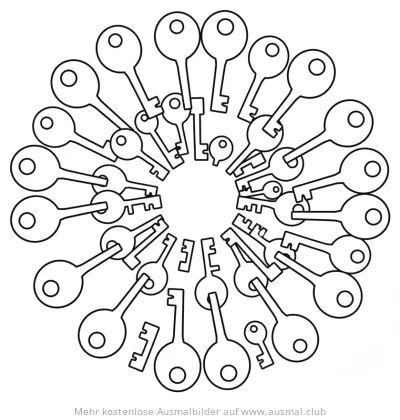Schlüssel Mandala Ausmalbild für Kinder
