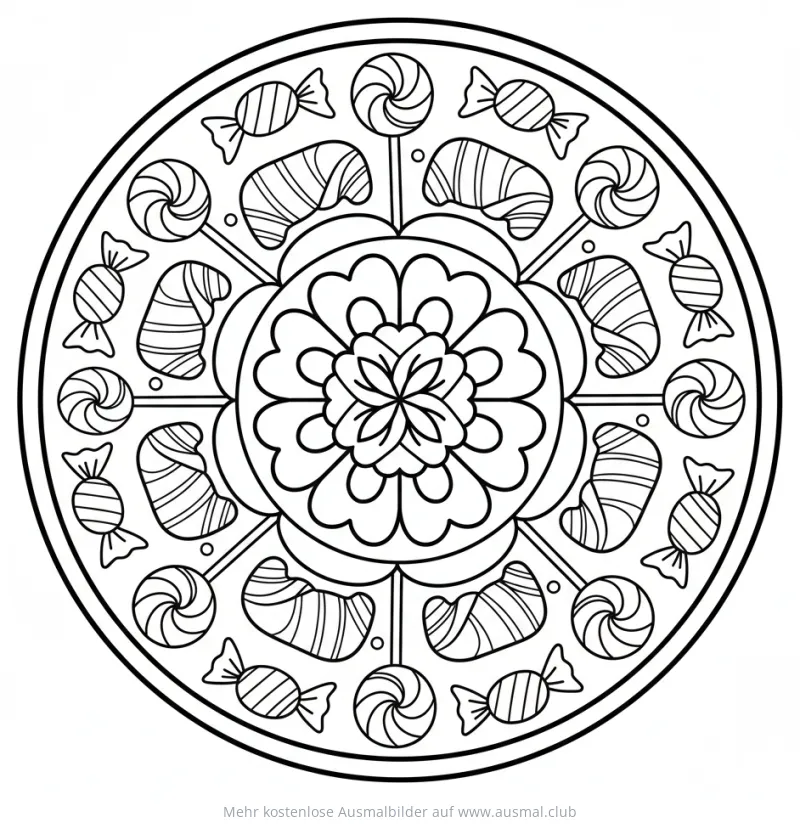 Süßigkeiten Mandala Ausmalbild