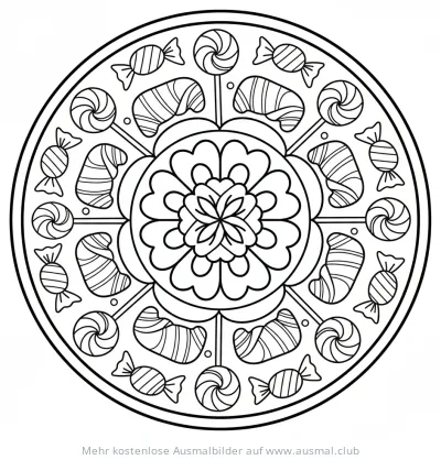 Süßigkeiten Mandala Ausmalbild