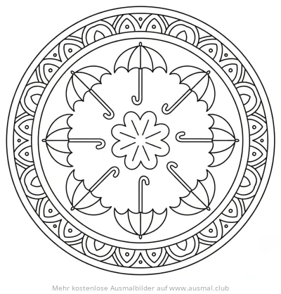 Regenschirm Mandala Ausmalbild