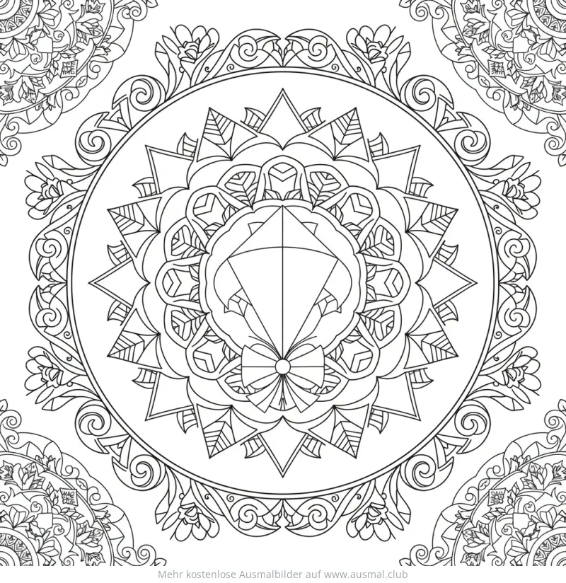 Drachen Ausmalbild mit Mandala