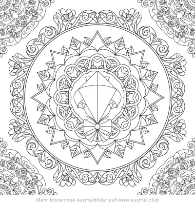 Drachen Ausmalbild mit Mandala