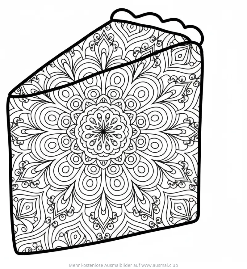 Kuchenstück mit Mandala Muster Ausmalbild