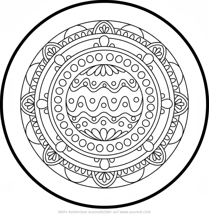 Ball Mandala Ausmalbild mit Kreisen und floralen Mustern