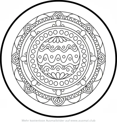 Ball Mandala Ausmalbild mit Kreisen und floralen Mustern