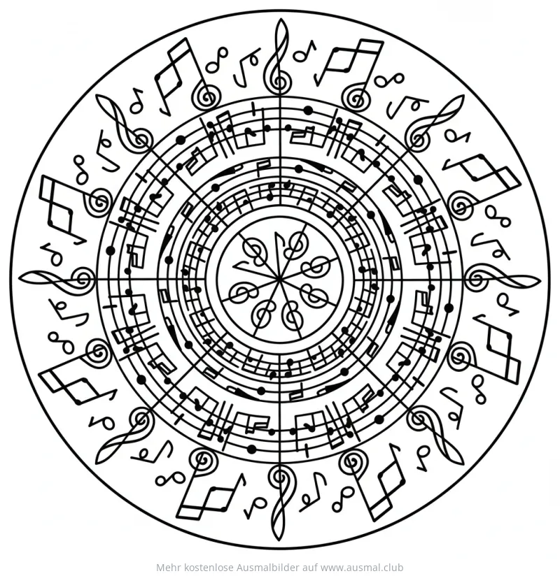 Noten Mandala Ausmalbild