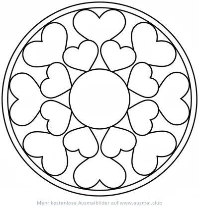 Herz Mandala Ausmalbild mit einfachem Muster