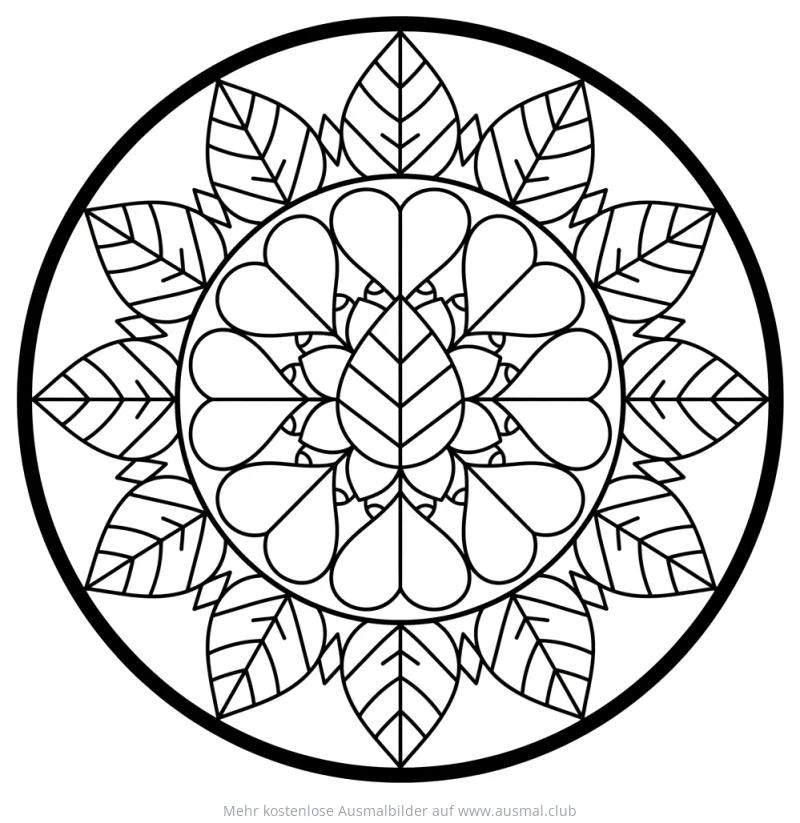 Blatt Mandala Ausmalbild