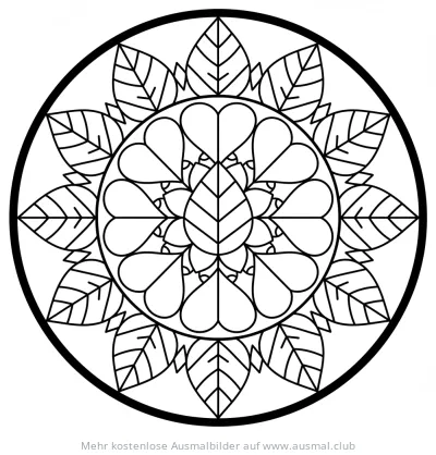 Blatt Mandala Ausmalbild