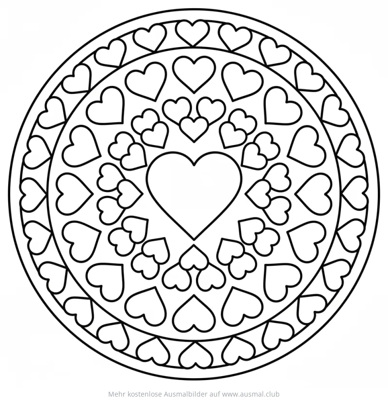 Herzchen Mandala Ausmalbild