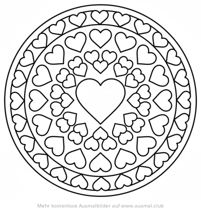 Herzchen Mandala Ausmalbild