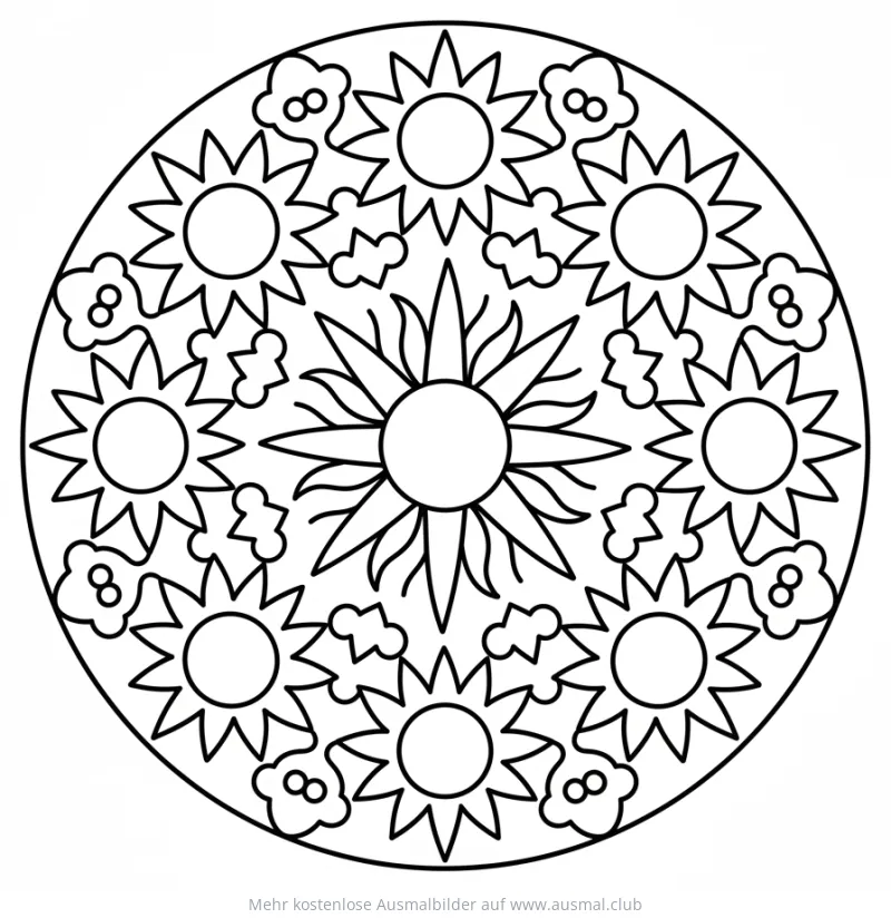 Sonne Mandala Ausmalbild