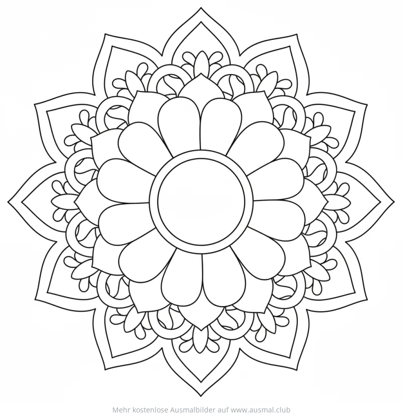 Blütenblatt Mandala Ausmalbild