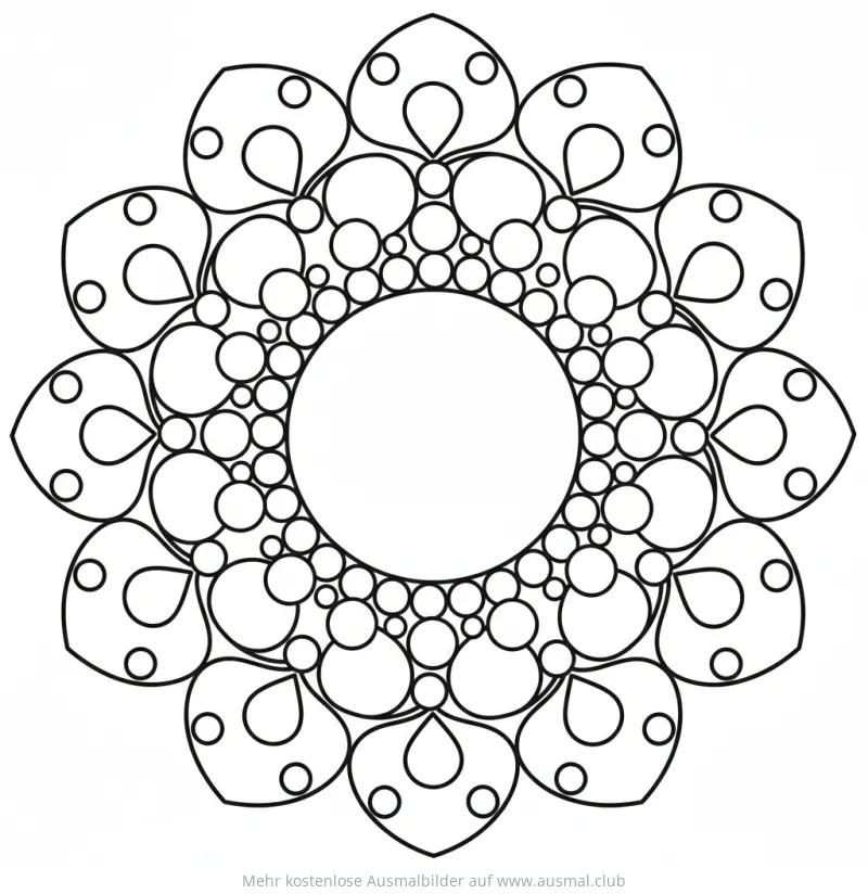 Einfaches Mandala Ausmalbild mit vielen Punkten