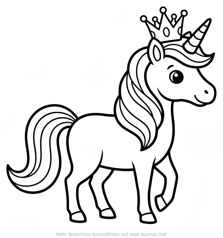 Einhorn mit Krone Ausmalbild