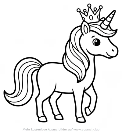 Einhorn mit Krone Ausmalbild