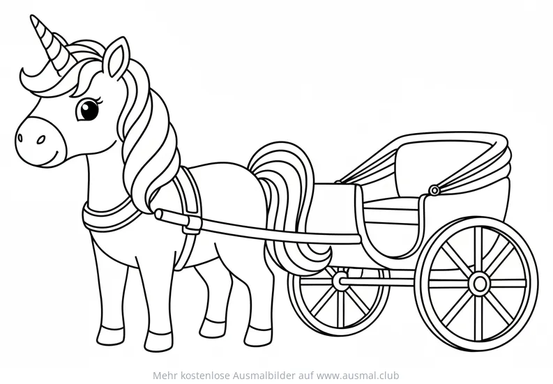 Einhorn mit Kutsche Ausmalbild