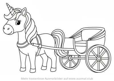 Einhorn mit Kutsche Ausmalbild