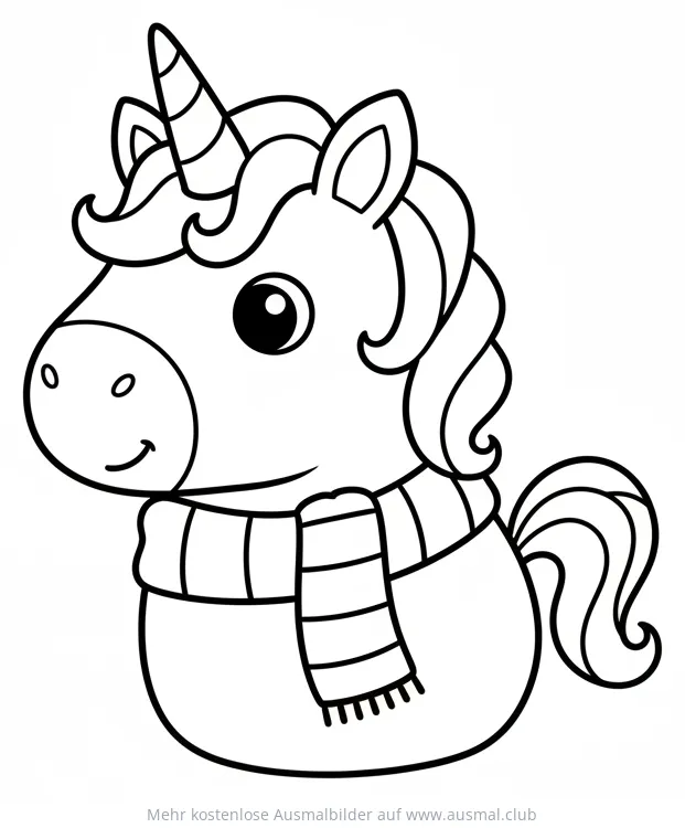 Einhorn mit Schal Ausmalbild