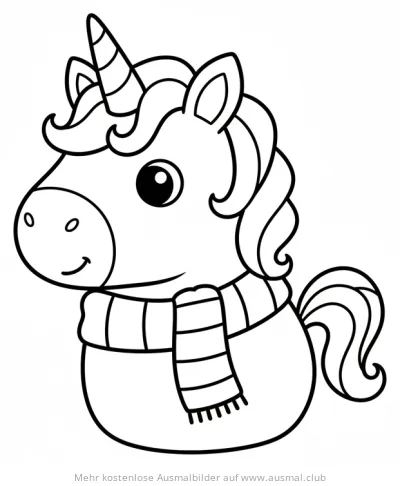 Einhorn mit Schal Ausmalbild