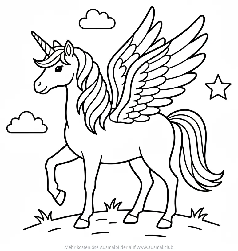 Pegasus Einhorn mit Flügeln Ausmalbild