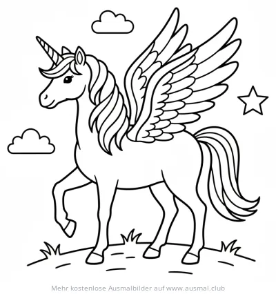 Pegasus Einhorn mit Flügeln Ausmalbild