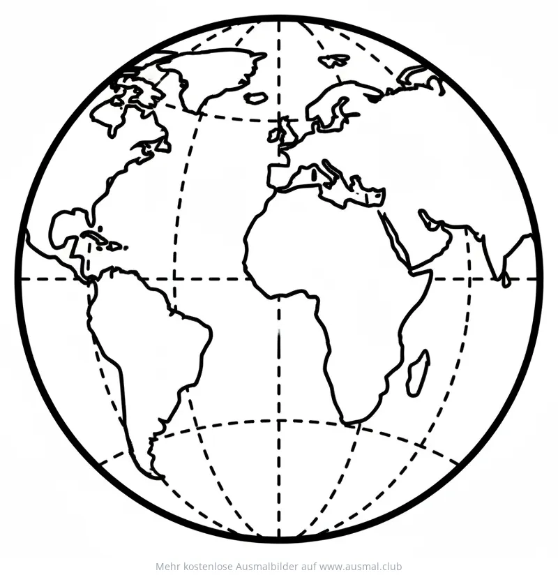 Globus Ausmalbild mit Kontinenten
