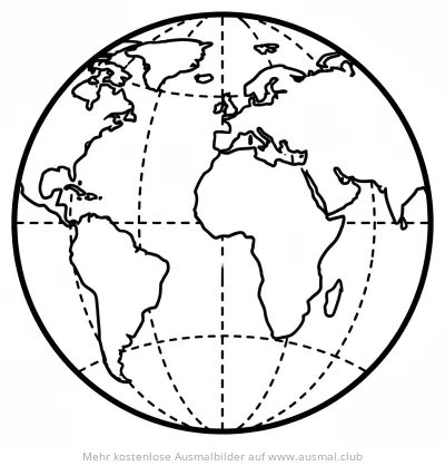 Globus Ausmalbild mit Kontinenten