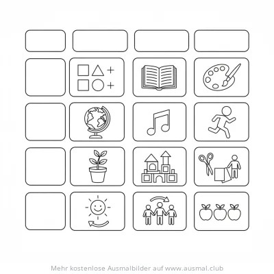 Stundenplan Ausmalbild mit Schulsymbolen