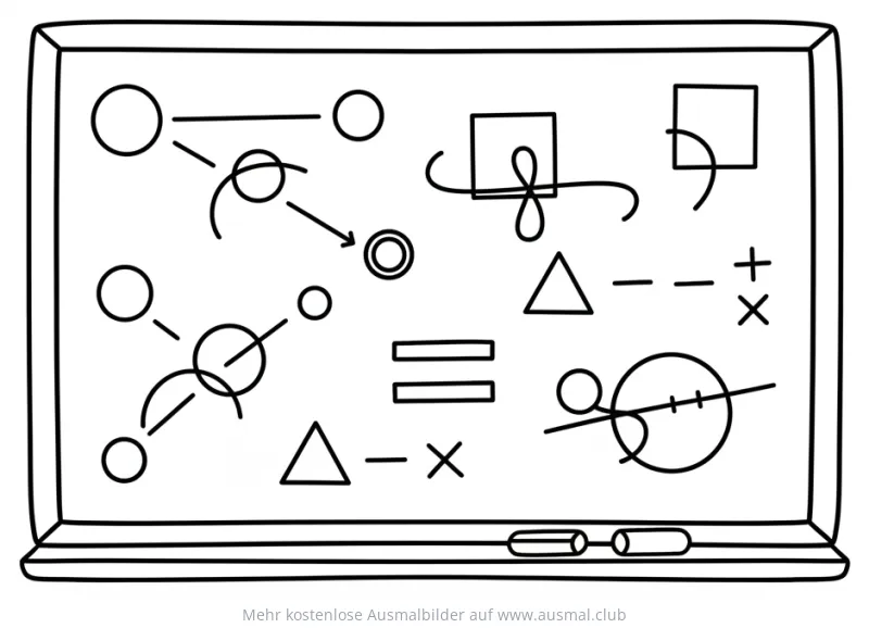 Mathetafel mit geometrischen Formen Ausmalbild