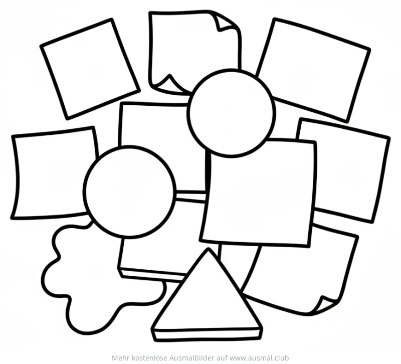 Haftnotizen Ausmalbild mit verschiedenen Formen