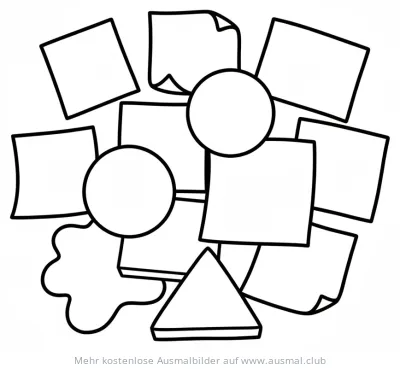Haftnotizen Ausmalbild mit verschiedenen Formen