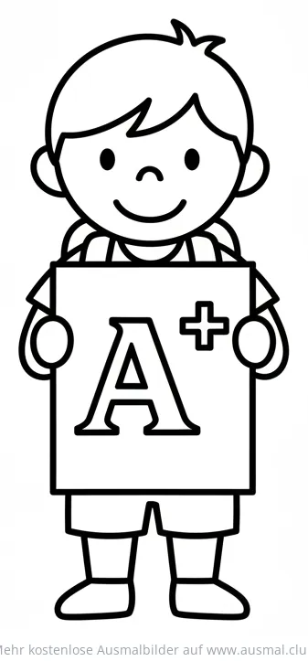 Schulkind hält Supernote A+ Ausmalbild