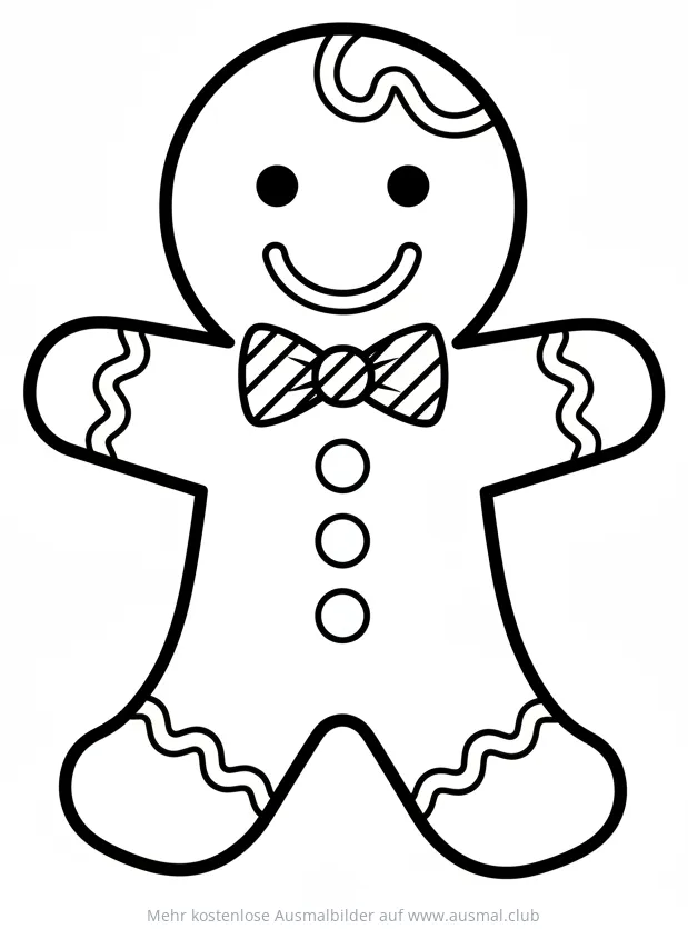 Lebkuchenmann mit Fliege Ausmalbild