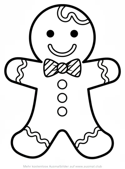Lebkuchenmann mit Fliege Ausmalbild